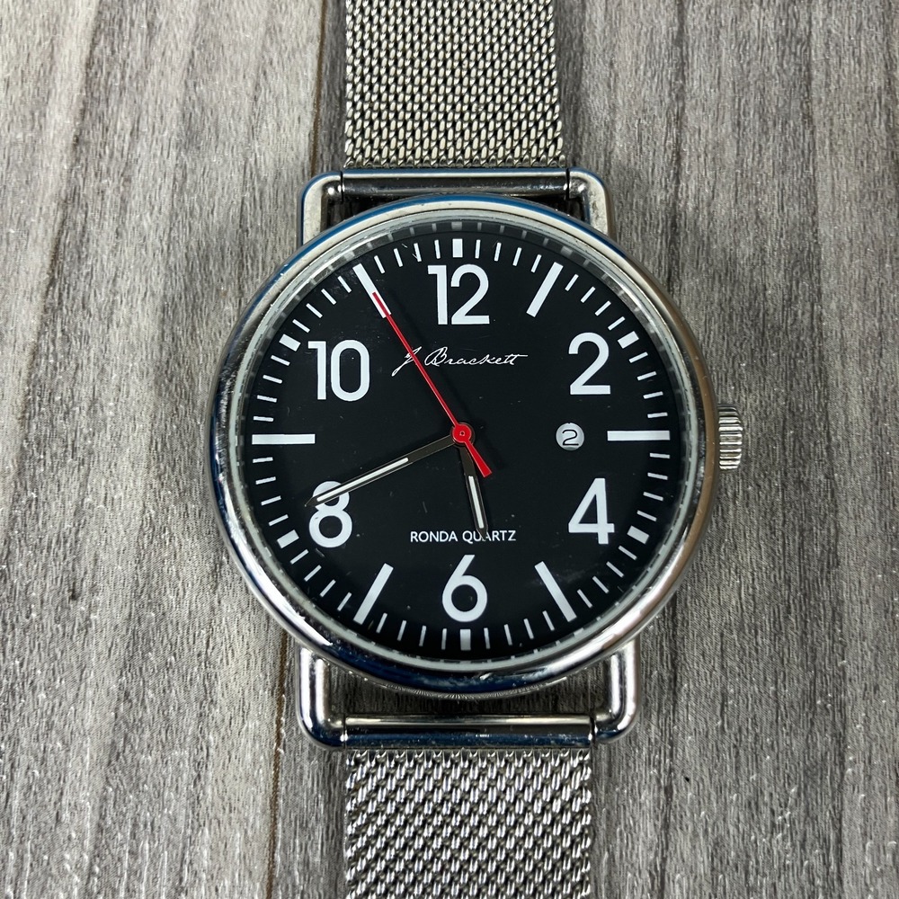 J. BRACKETT 316L STAINLESS STEEL‎ RONDA QUARTZ SILVER MESH BAND SHIPS FAST
